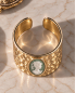 Preview: Damenring Gehämmert, Bandring Gold, Breiter Goldring Damen, Statement Ring, Barock Schmuck, Cameo Grün, Geburtstagsgeschenk, Gift for Her